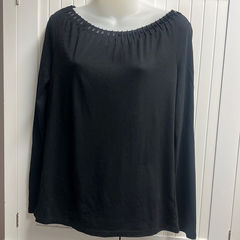 NWT, Talbots Long Sleeve Beaded Neckline Shirt, SZ S